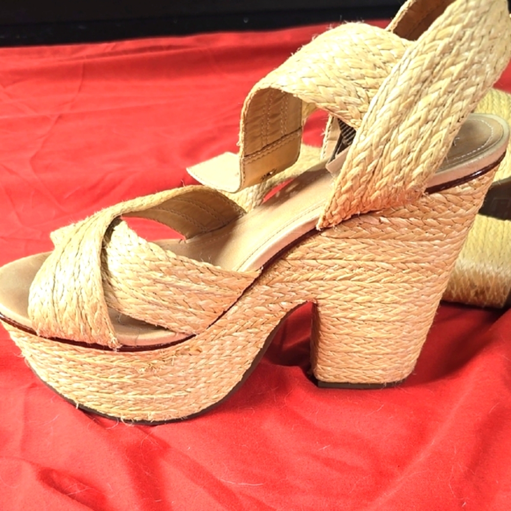 SCHUTZ Tan Platform Shoes with Chunky Heel